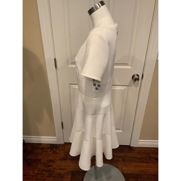 Rebecca Taylor White Textured Fit & Flare Short Sleeve Dress, Size 10 (US) NWT! - Picture 5 of 7